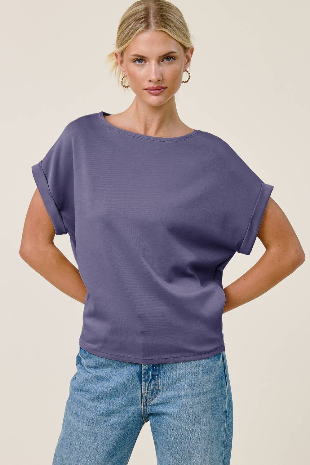 Cuff Sleeve Dolman Scuba Top