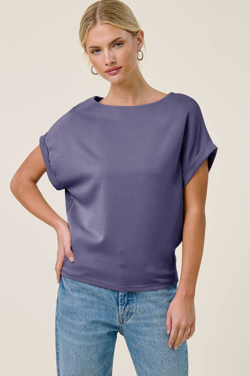 Cuff Sleeve Dolman Scuba Top