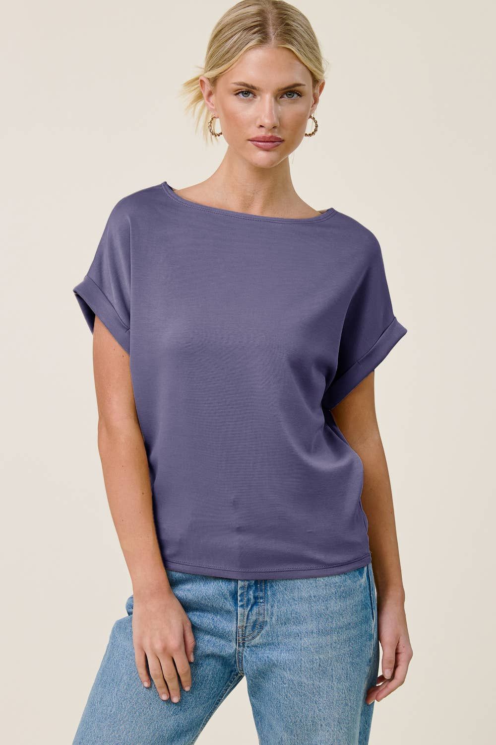 Cuff Sleeve Dolman Scuba Top