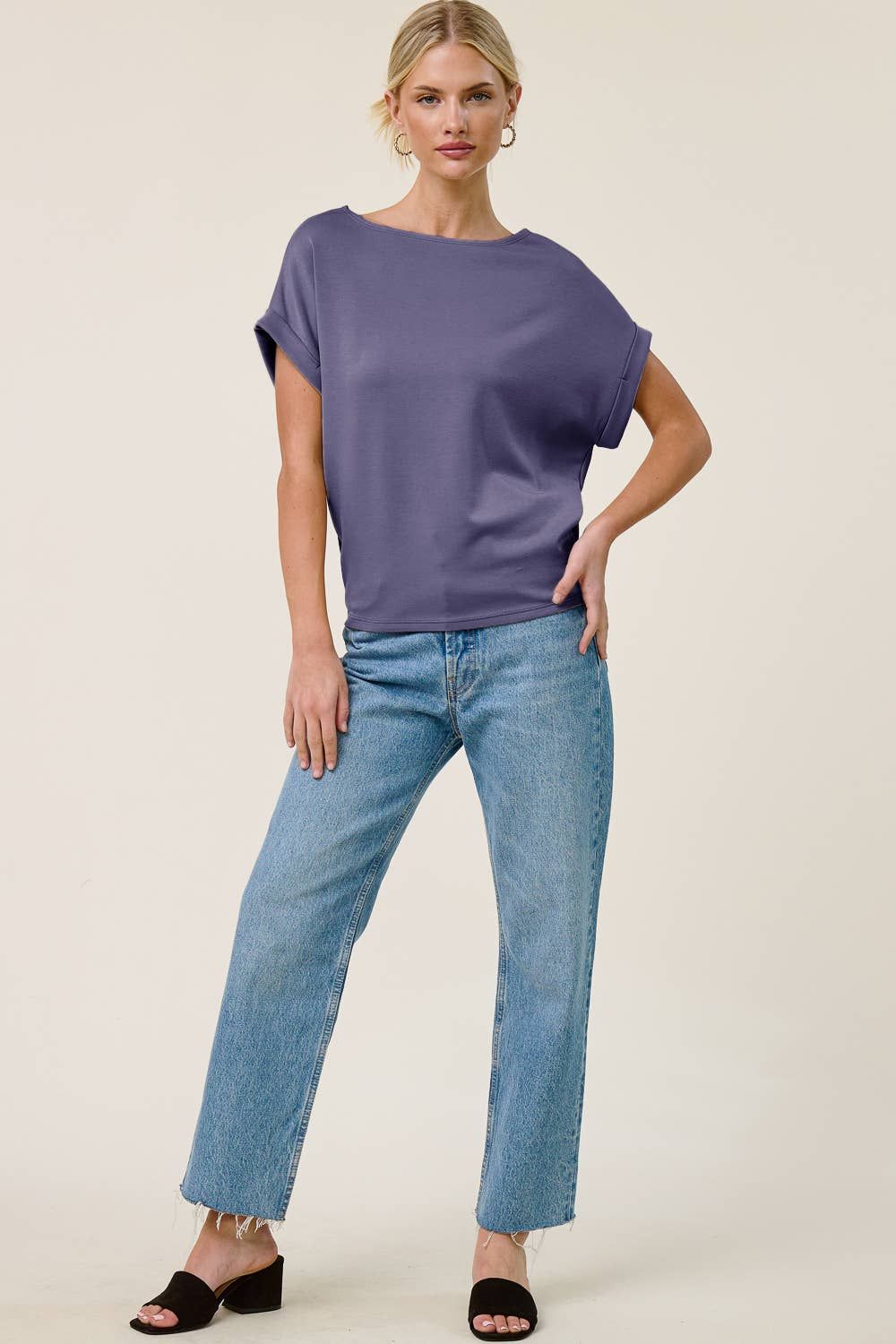 Cuff Sleeve Dolman Scuba Top