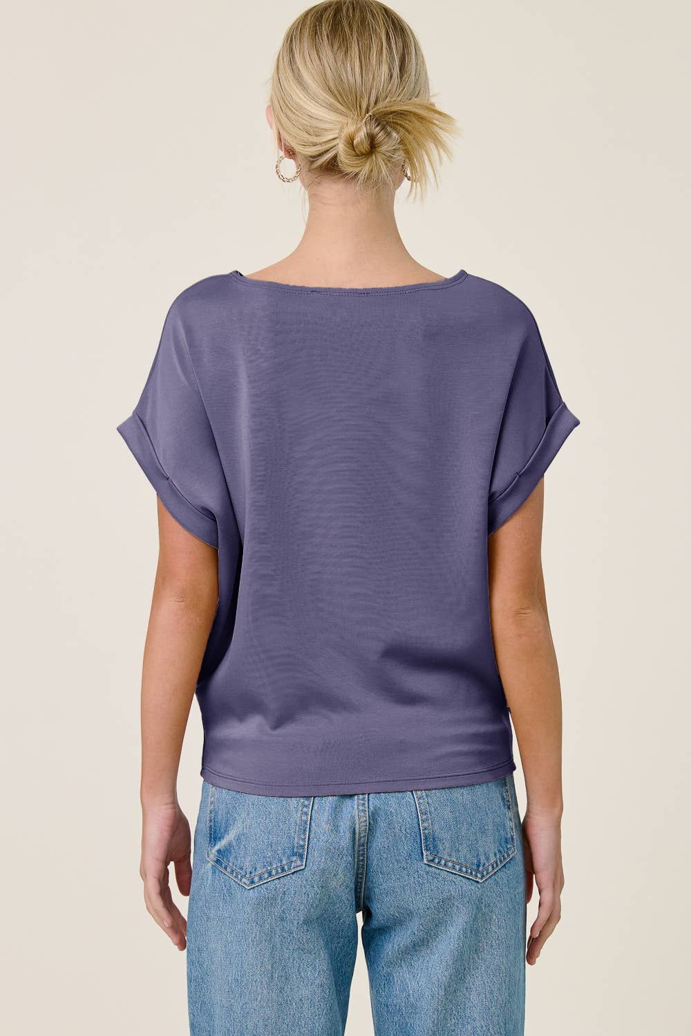 Cuff Sleeve Dolman Scuba Top