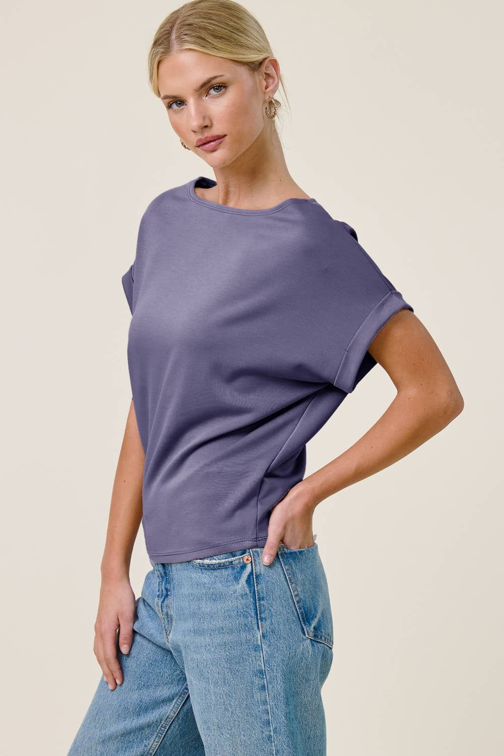 Cuff Sleeve Dolman Scuba Top