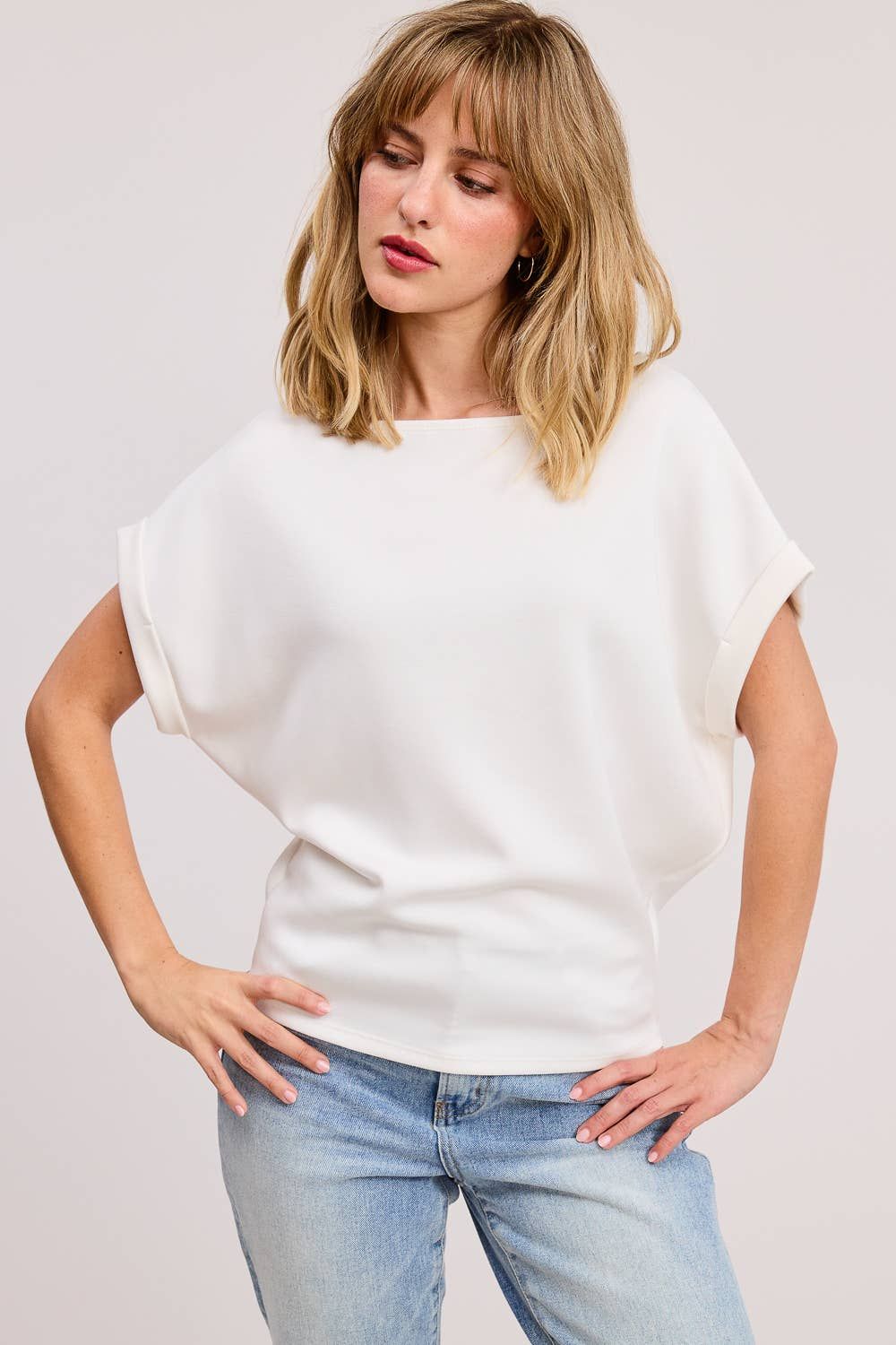 Cuff Sleeve Dolman Scuba Top