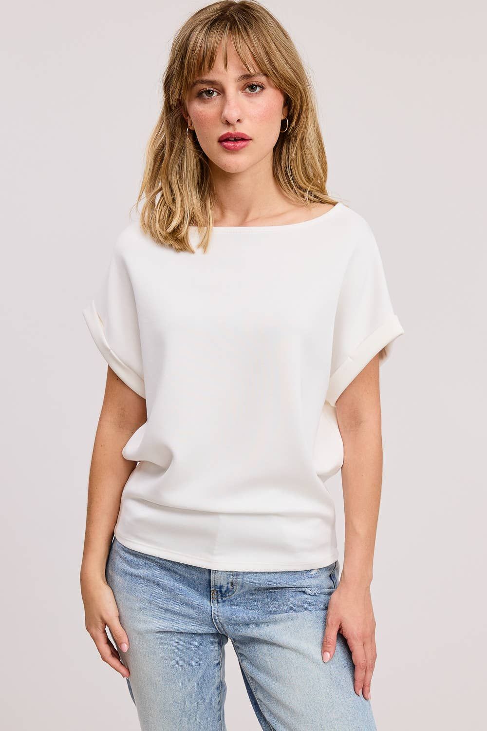 Cuff Sleeve Dolman Scuba Top