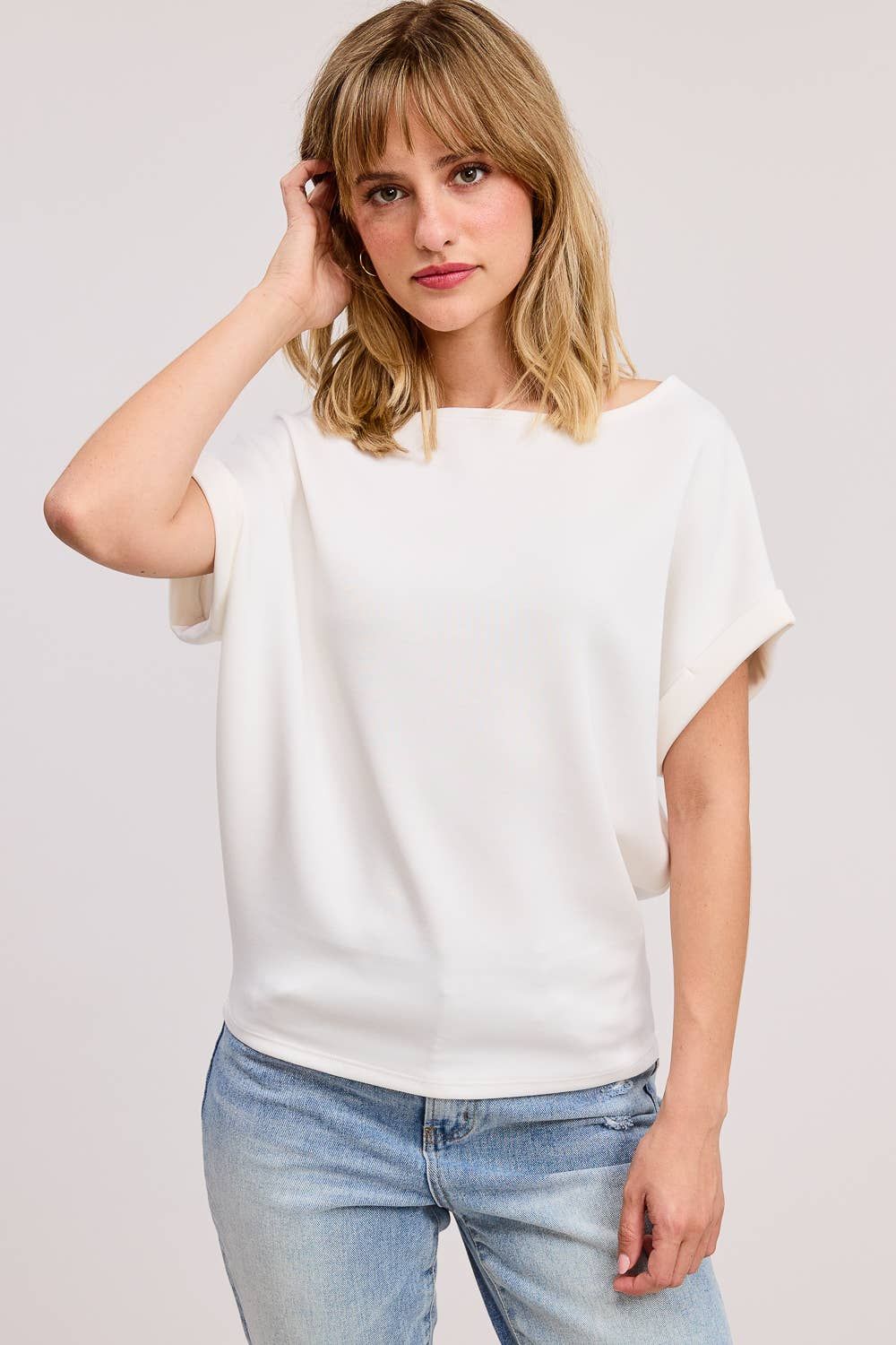 Cuff Sleeve Dolman Scuba Top