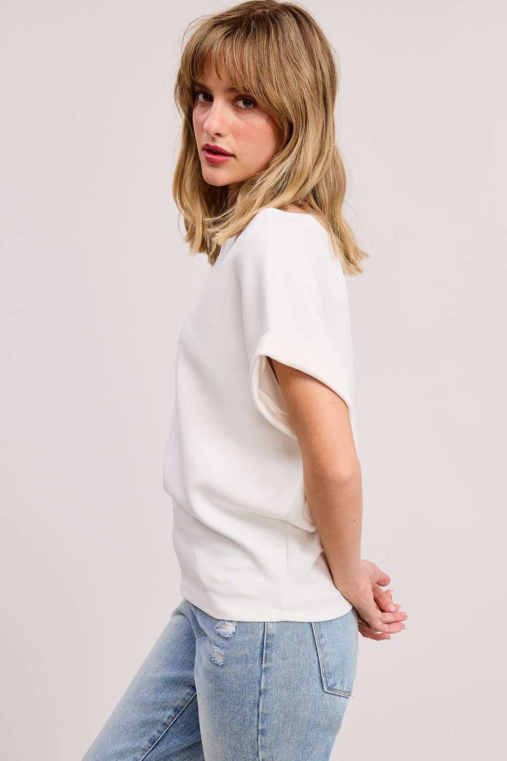 Cuff Sleeve Dolman Scuba Top