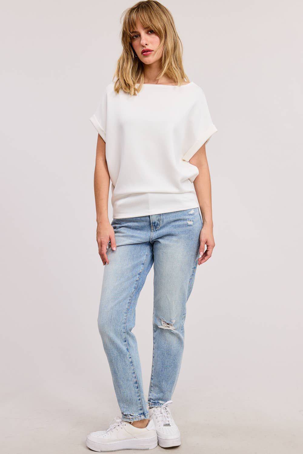 Cuff Sleeve Dolman Scuba Top