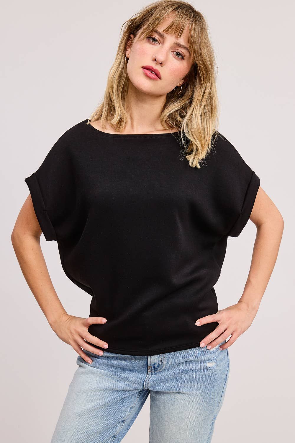 Cuff Sleeve Dolman Scuba Top