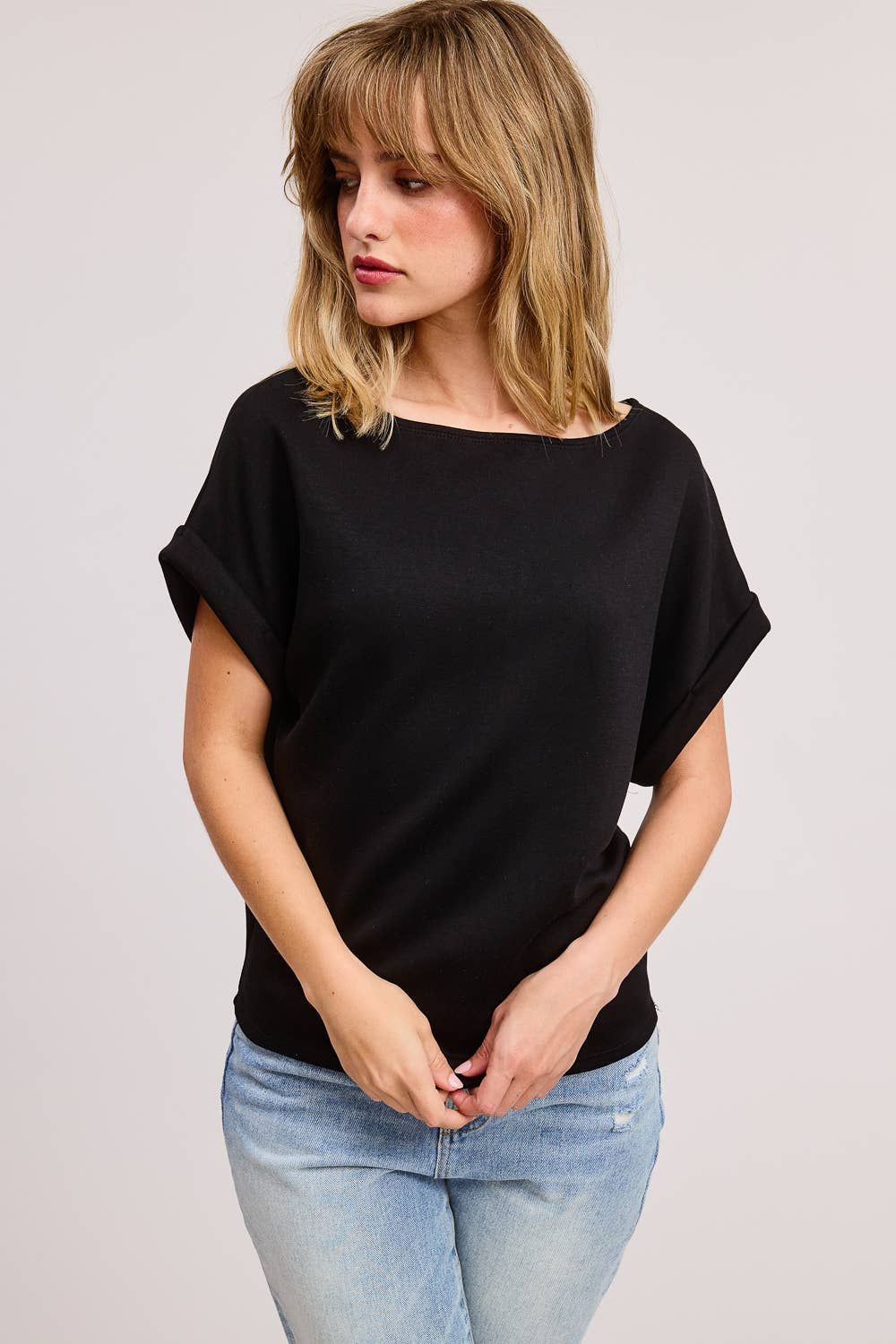 Cuff Sleeve Dolman Scuba Top