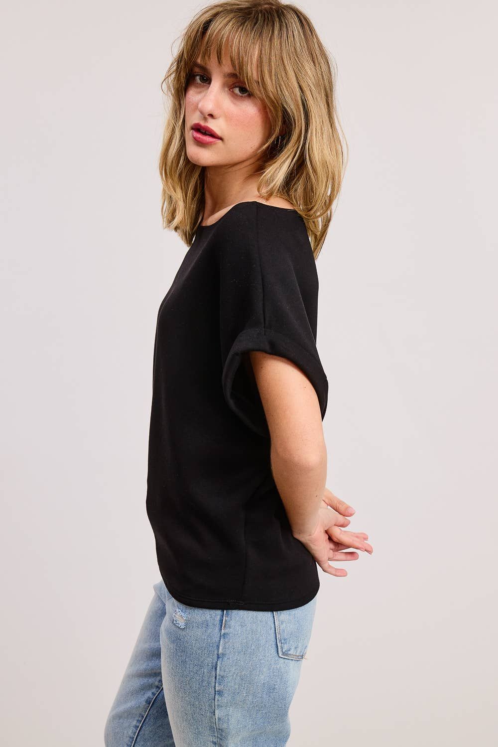 Cuff Sleeve Dolman Scuba Top