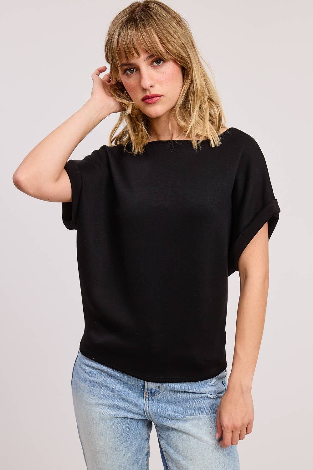 Cuff Sleeve Dolman Scuba Top