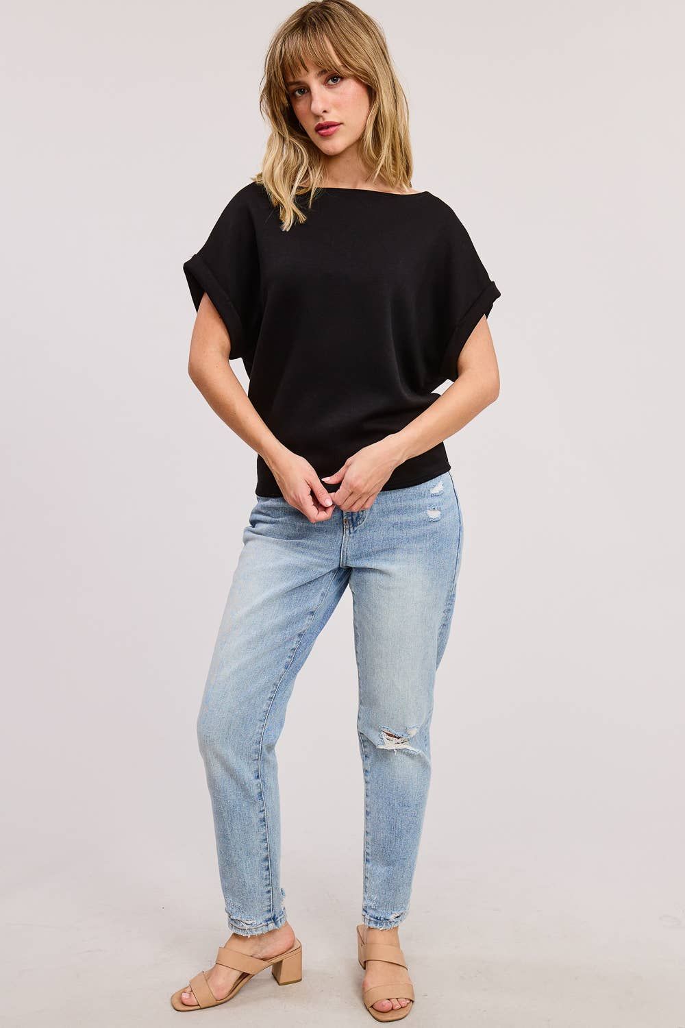 Cuff Sleeve Dolman Scuba Top