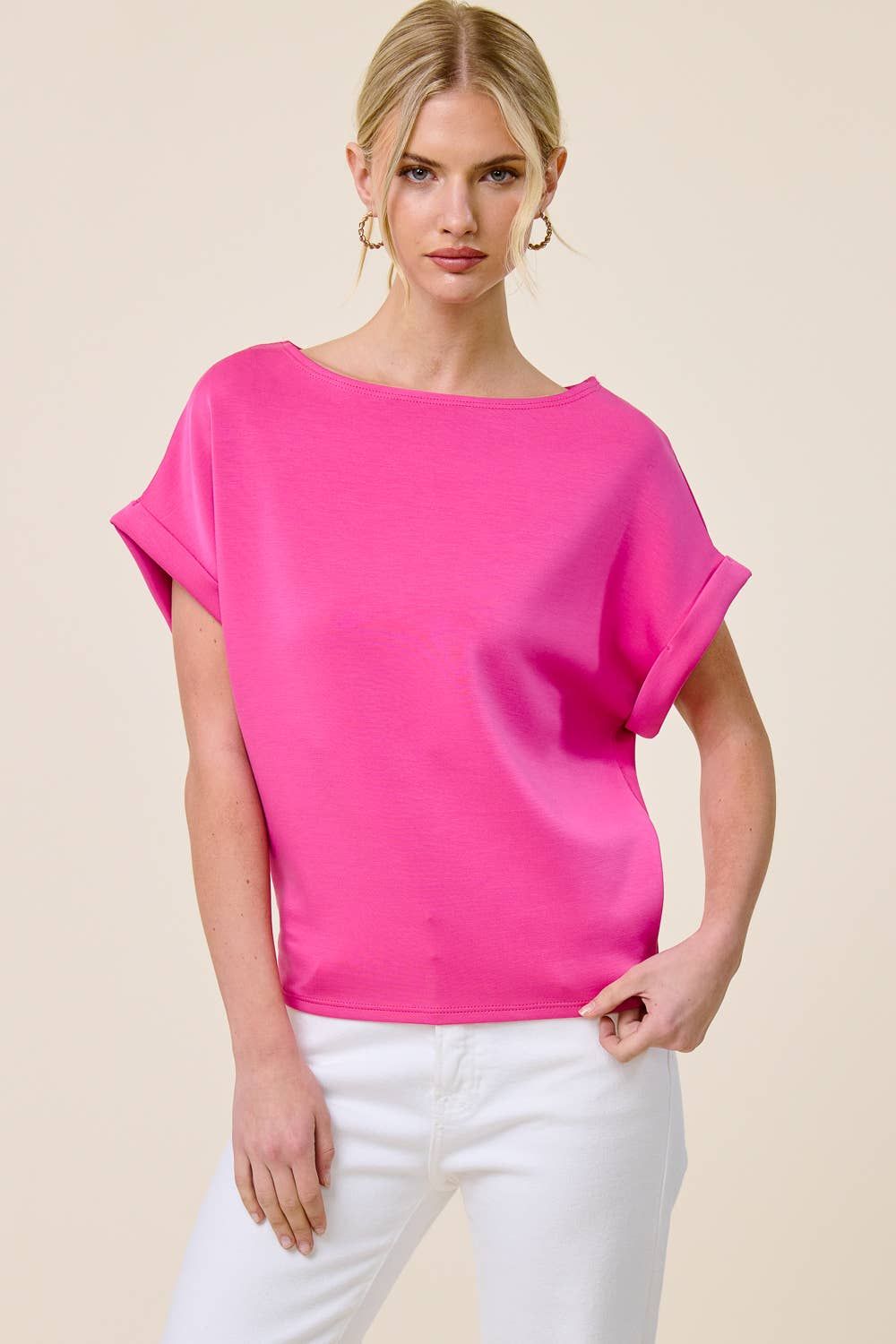 Cuff Sleeve Dolman Scuba Top