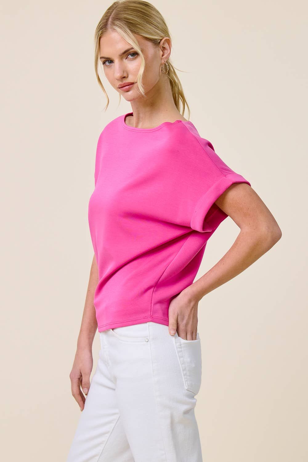 Cuff Sleeve Dolman Scuba Top