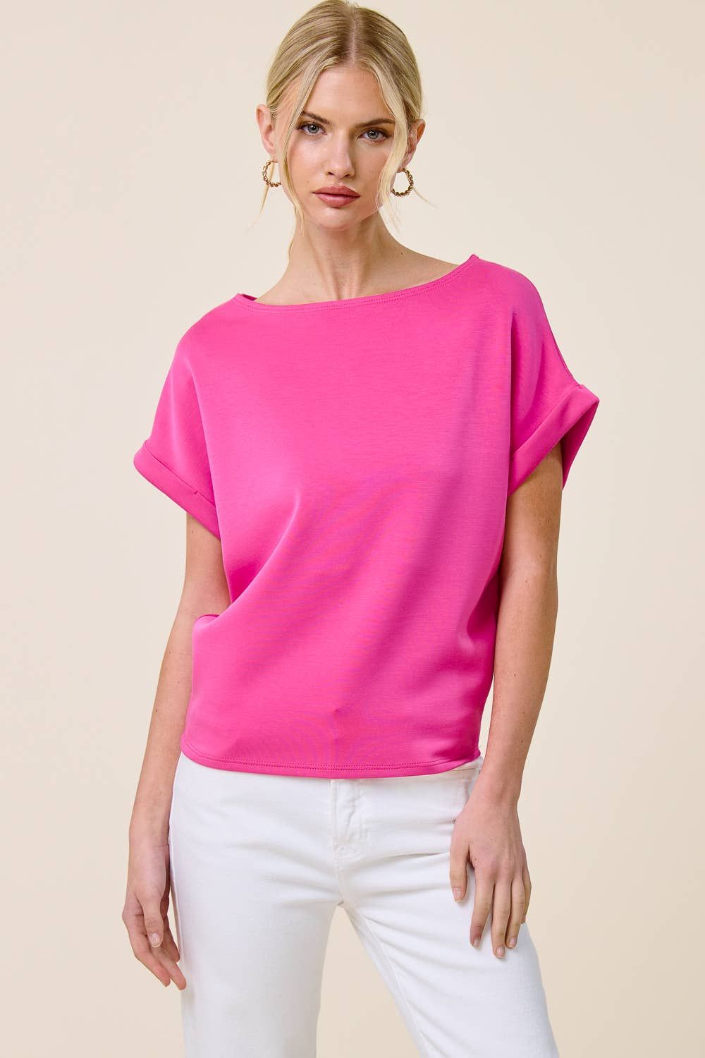 Cuff Sleeve Dolman Scuba Top