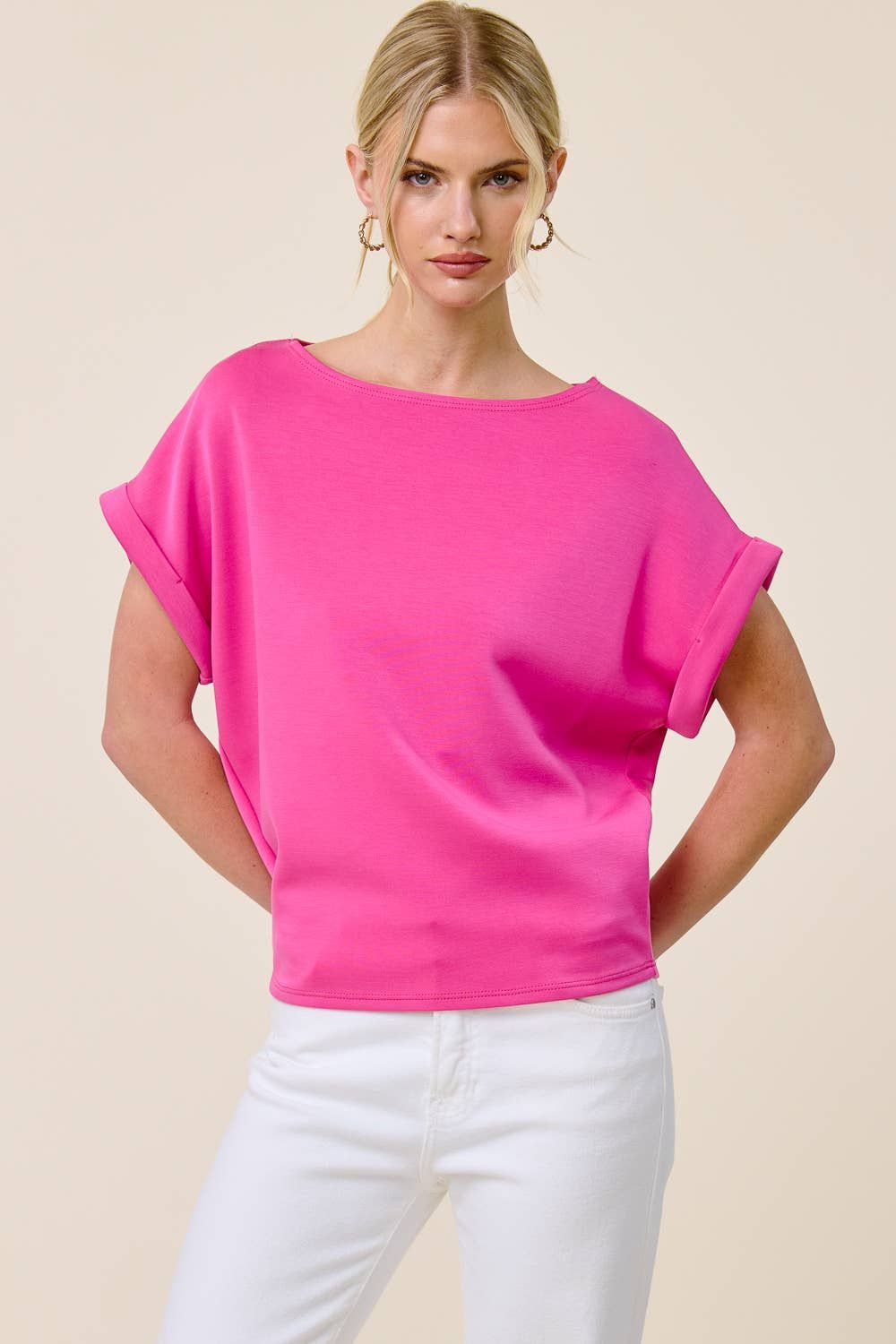 Cuff Sleeve Dolman Scuba Top