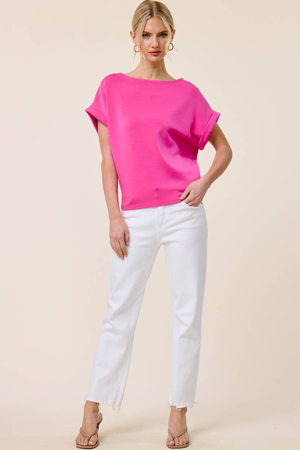 Cuff Sleeve Dolman Scuba Top