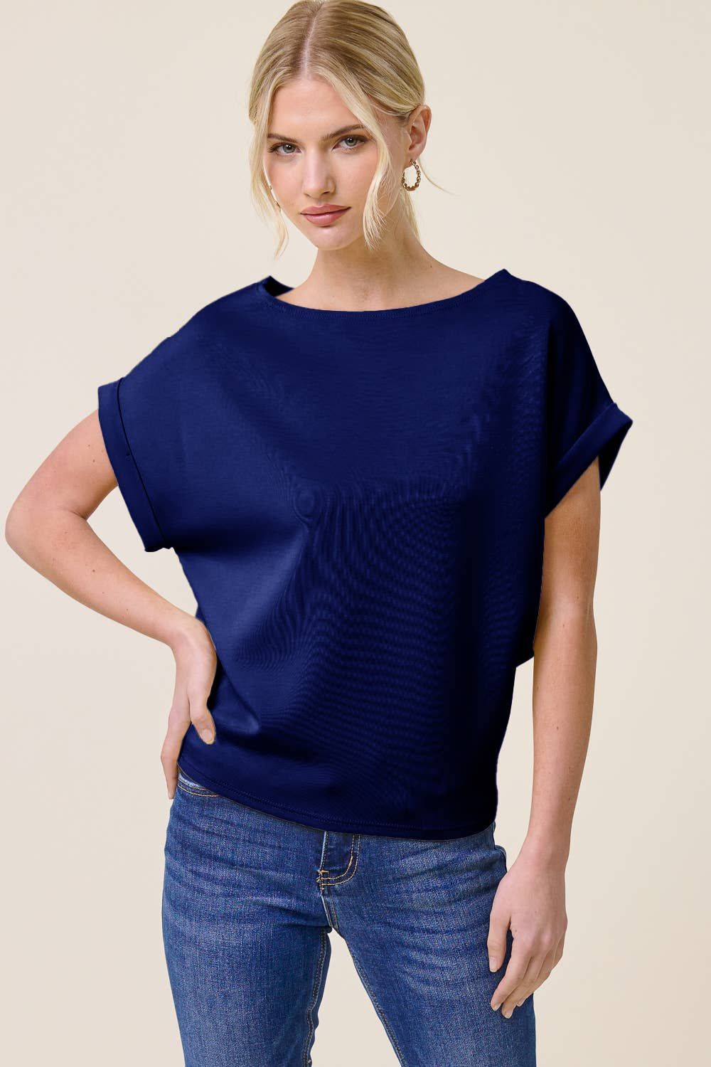 Cuff Sleeve Dolman Scuba Top