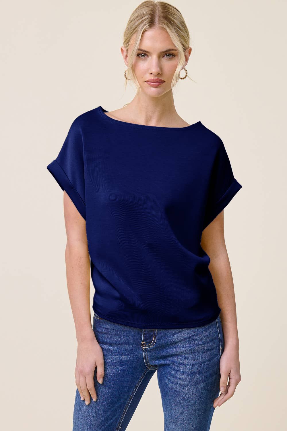 Cuff Sleeve Dolman Scuba Top