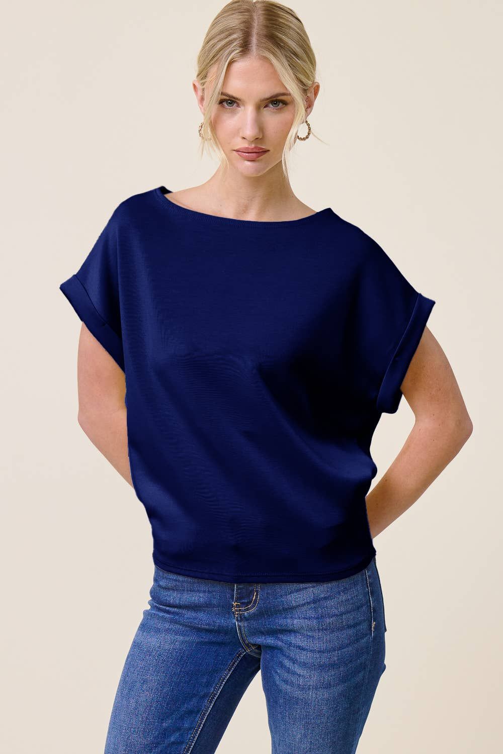 Cuff Sleeve Dolman Scuba Top