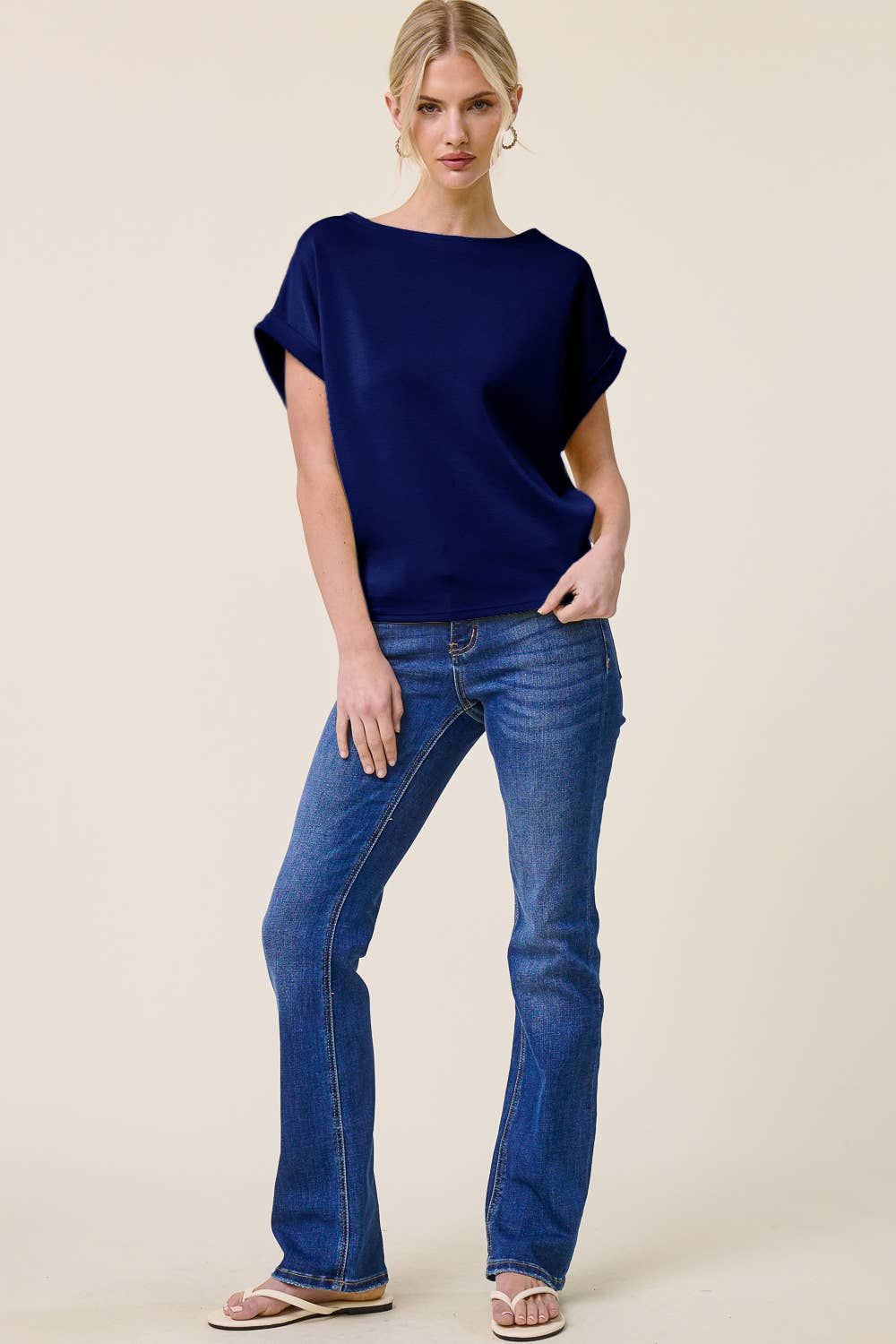 Cuff Sleeve Dolman Scuba Top