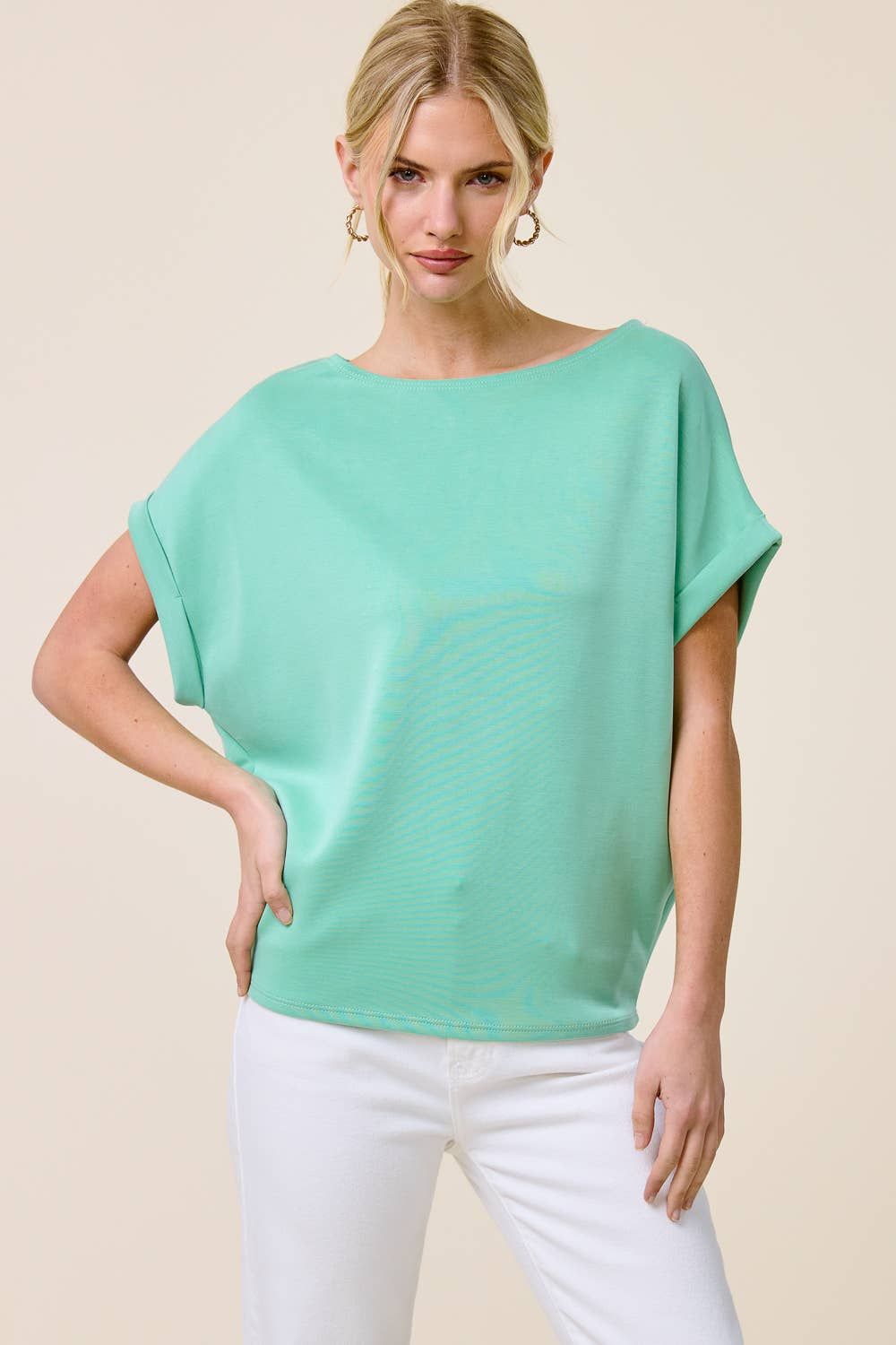 Cuff Sleeve Dolman Scuba Top