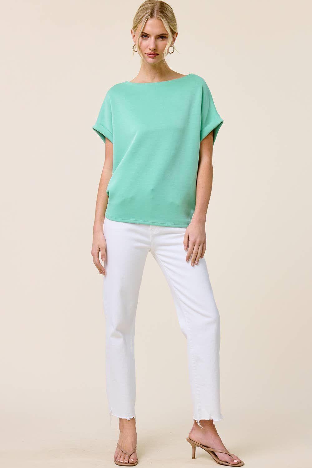 Cuff Sleeve Dolman Scuba Top