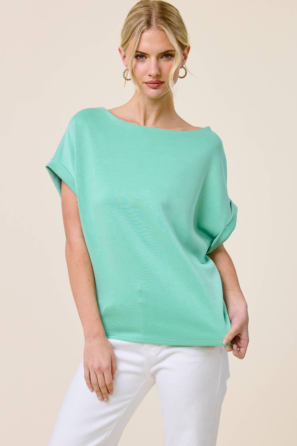 Cuff Sleeve Dolman Scuba Top
