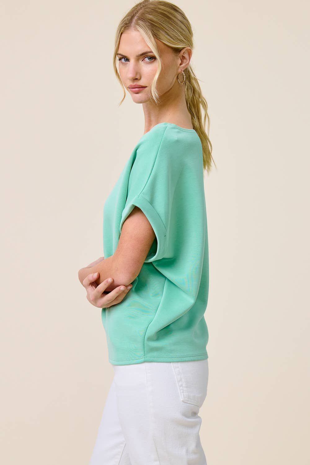 Cuff Sleeve Dolman Scuba Top
