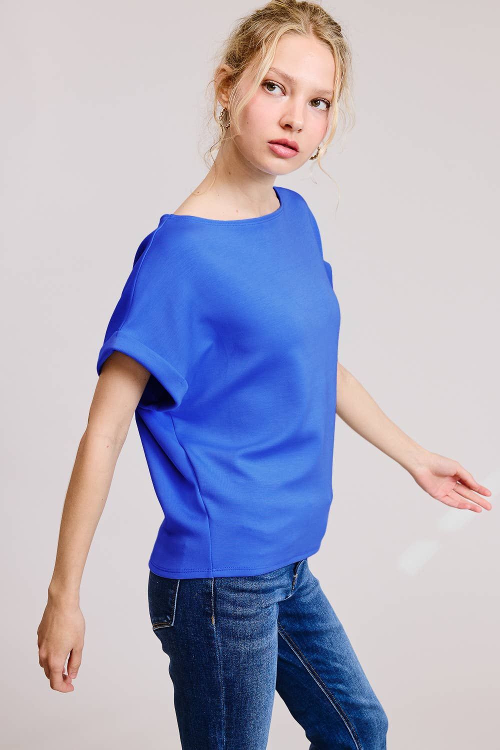 Cuff Sleeve Dolman Scuba Top