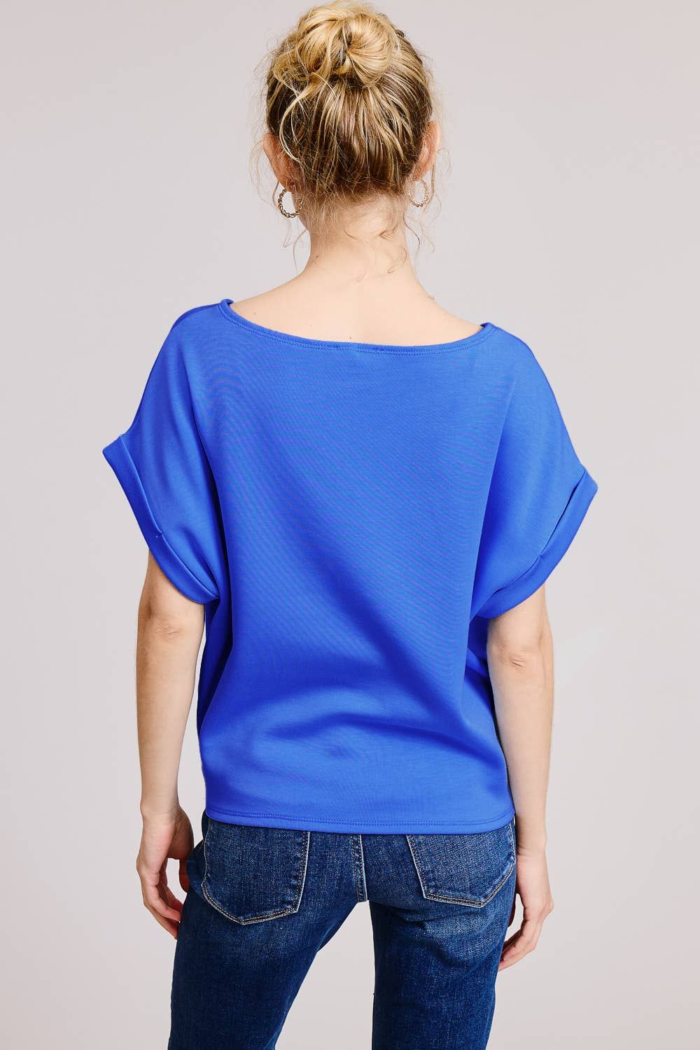 Cuff Sleeve Dolman Scuba Top