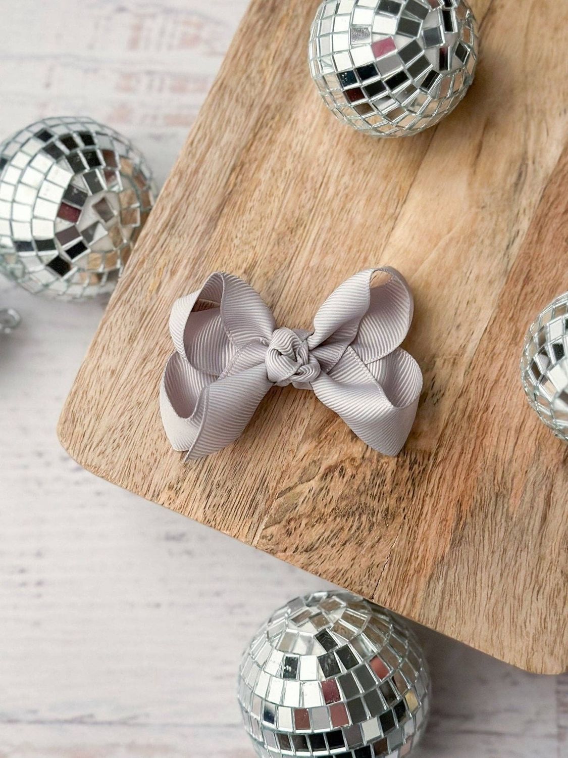 3" Original Grosgrain Hair Bow | Clip or Headband, Color: Silver