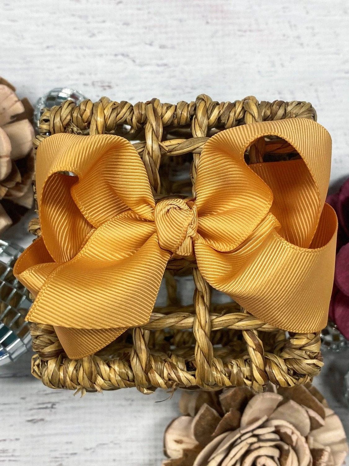 Essential Grosgrain Hair Bow - Alligator Clip - 4", Color: Gold