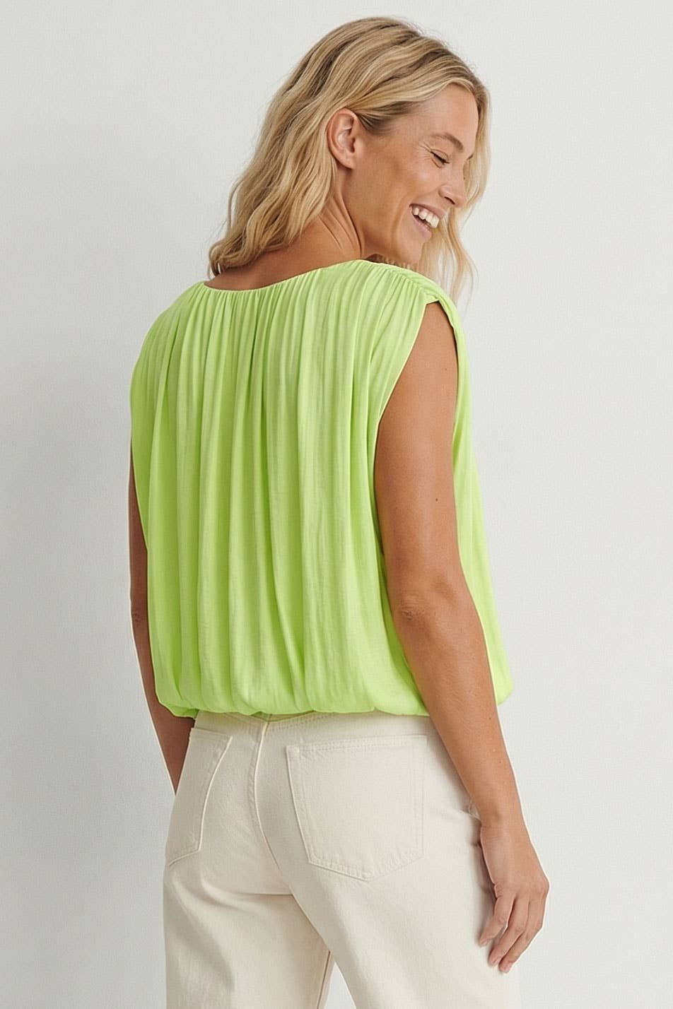 Grecian Drape Bubble Blouse