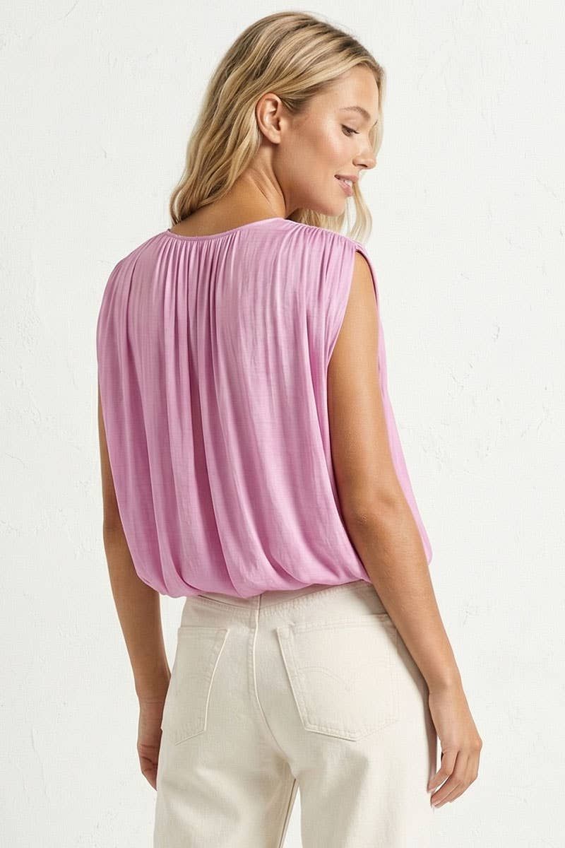 Grecian Drape Bubble Blouse