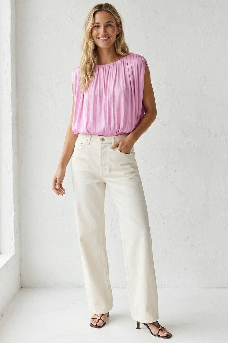 Grecian Drape Bubble Blouse