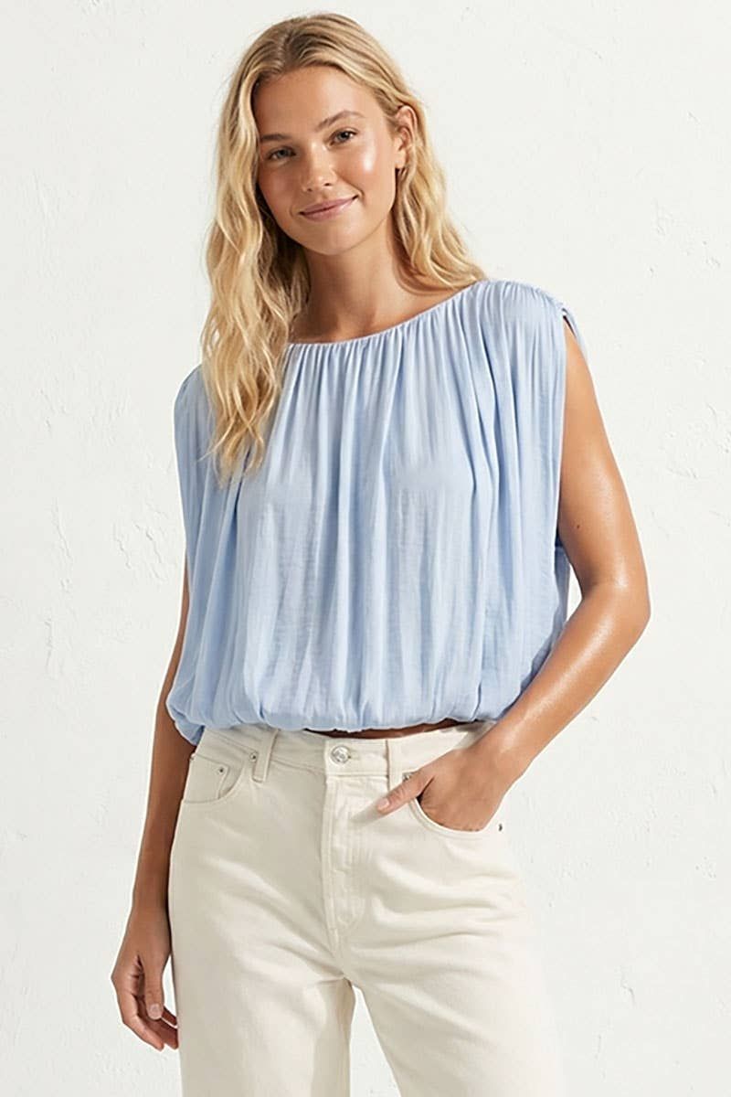 Grecian Drape Bubble Blouse