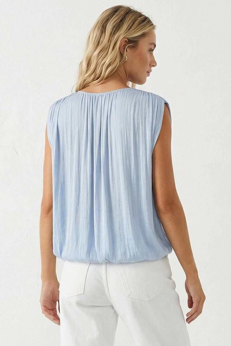 Grecian Drape Bubble Blouse