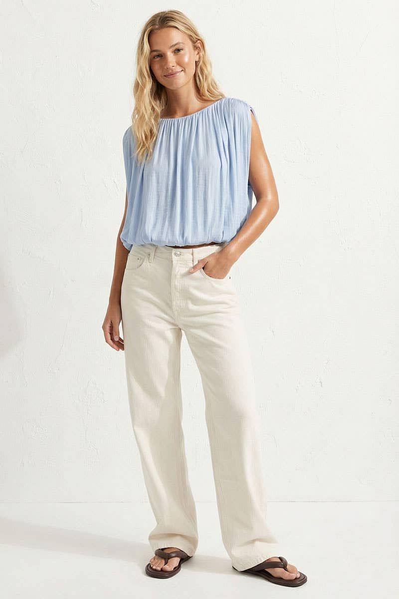 Grecian Drape Bubble Blouse