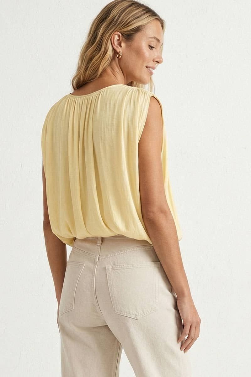 Grecian Drape Bubble Blouse