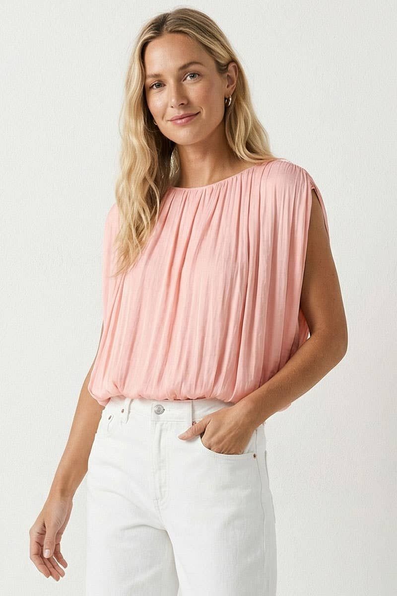 Grecian Drape Bubble Blouse
