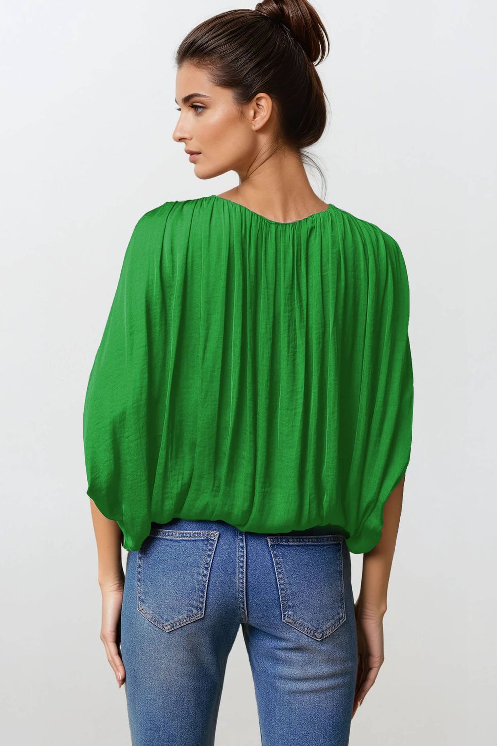Grecian Drape Bubble Blouse