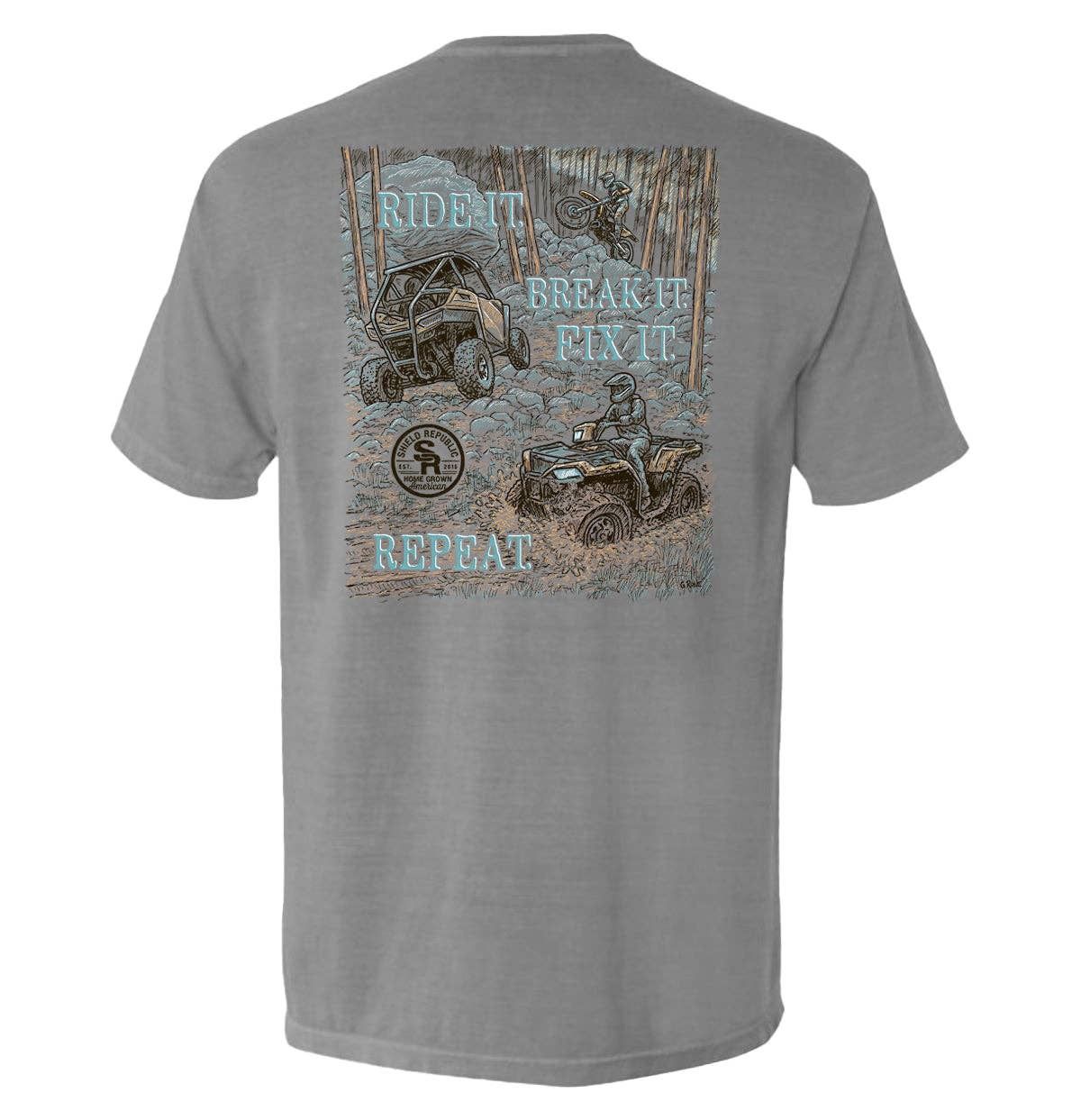 Ride it Break it Fix it Repeat Pocket Tee