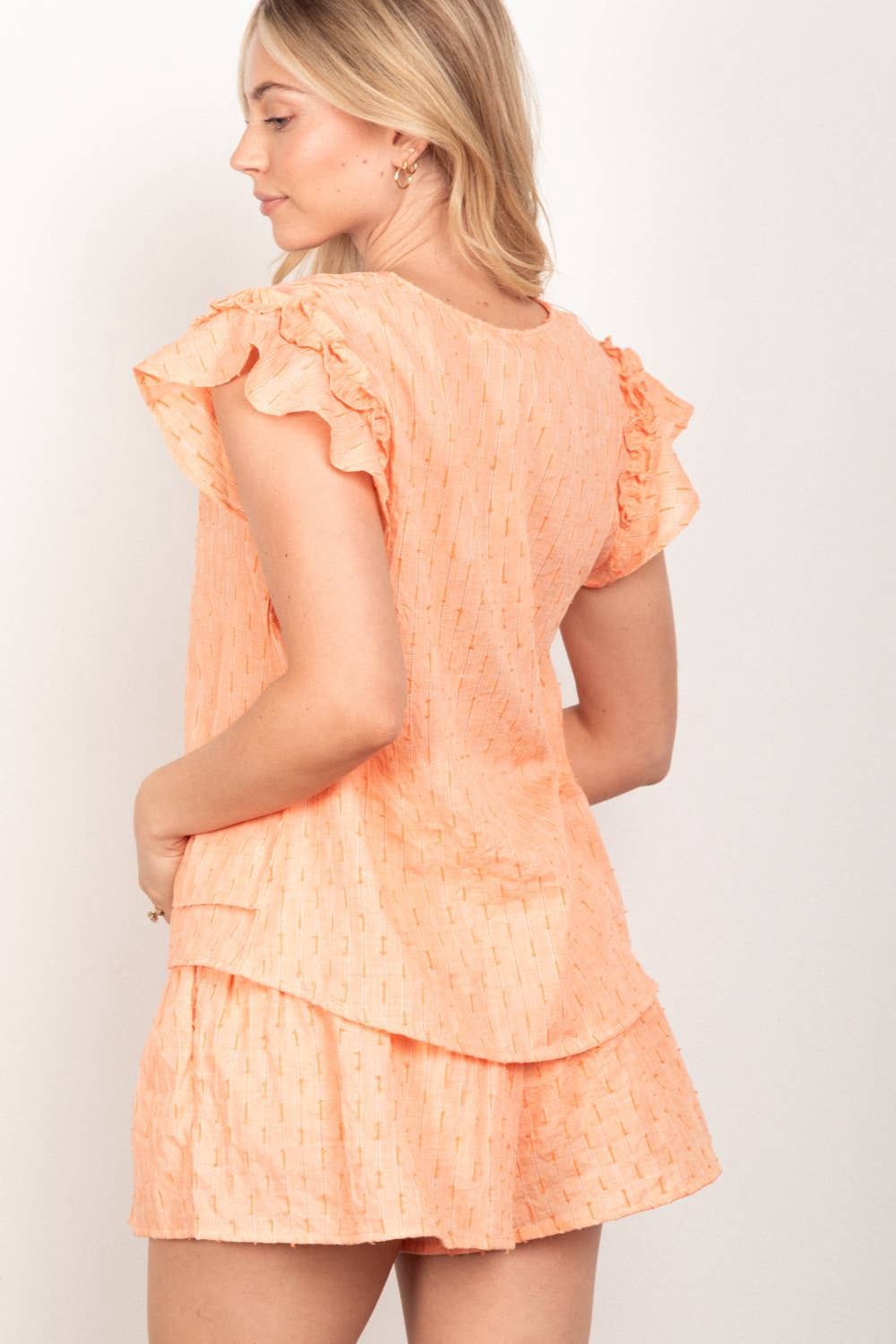 NT11539SET-Solid Cotton Woven Cute Top &amp; Shorts Set