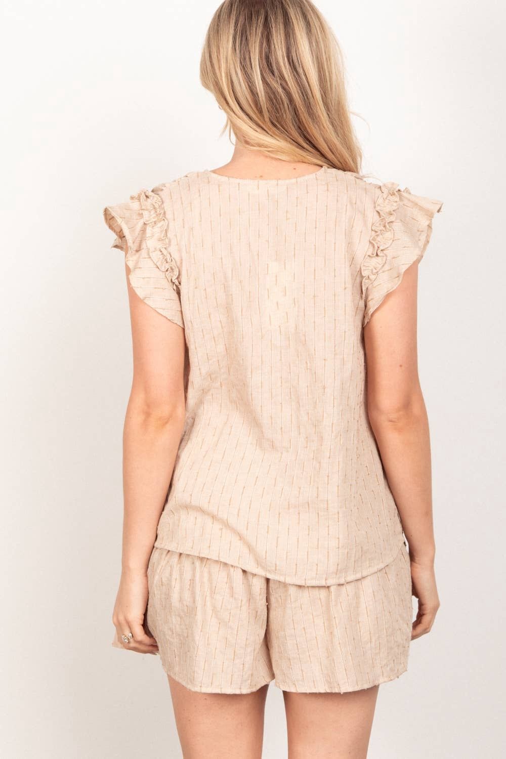 NT11539SET-Solid Cotton Woven Cute Top &amp; Shorts Set