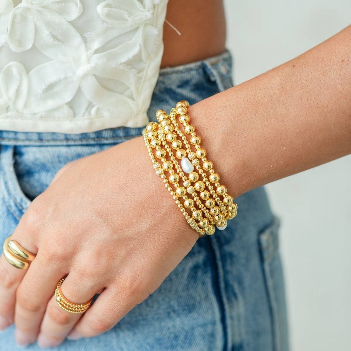 6mm Stretch Bead Bracelet with 3mm Bead Accents