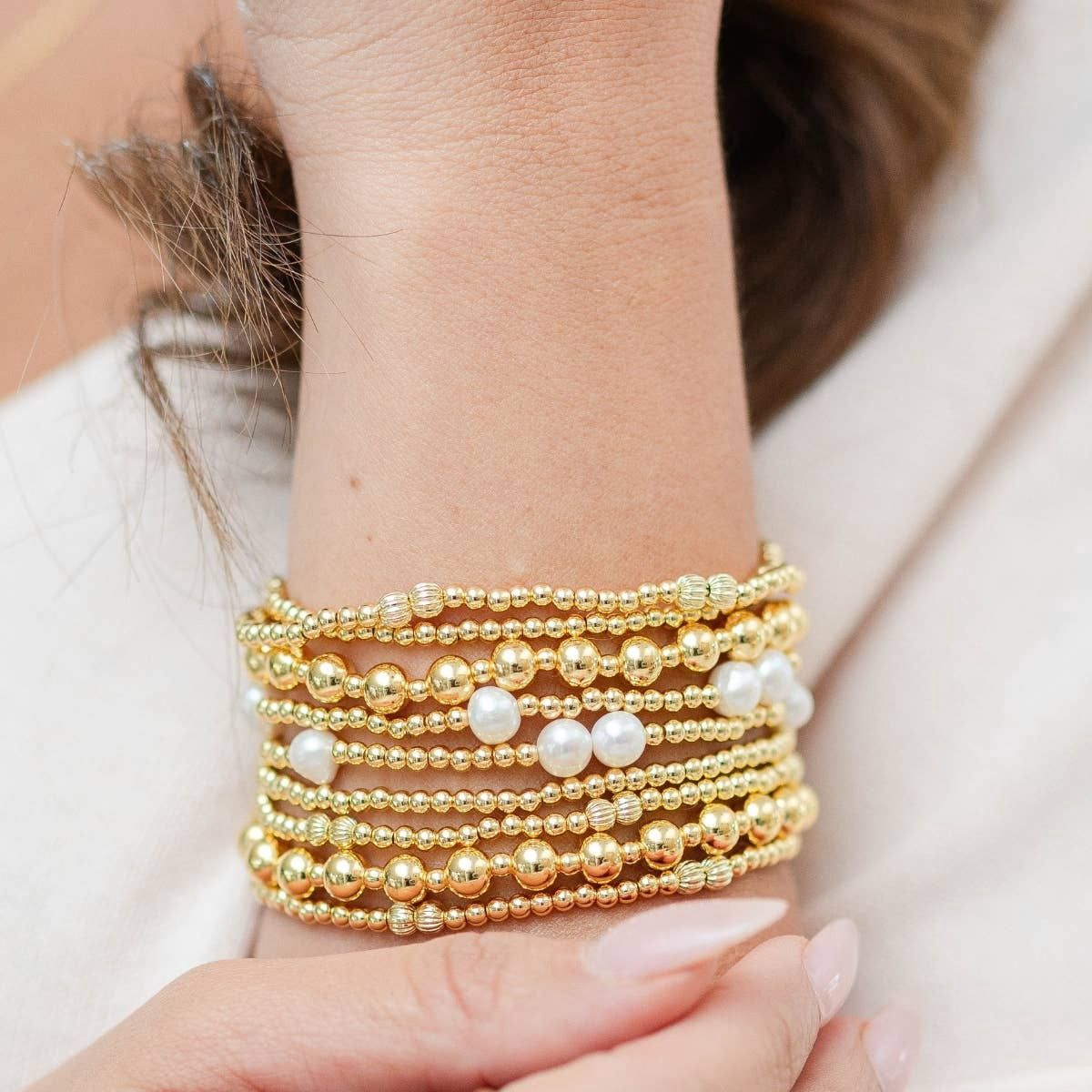 6mm Stretch Bead Bracelet with 3mm Bead Accents
