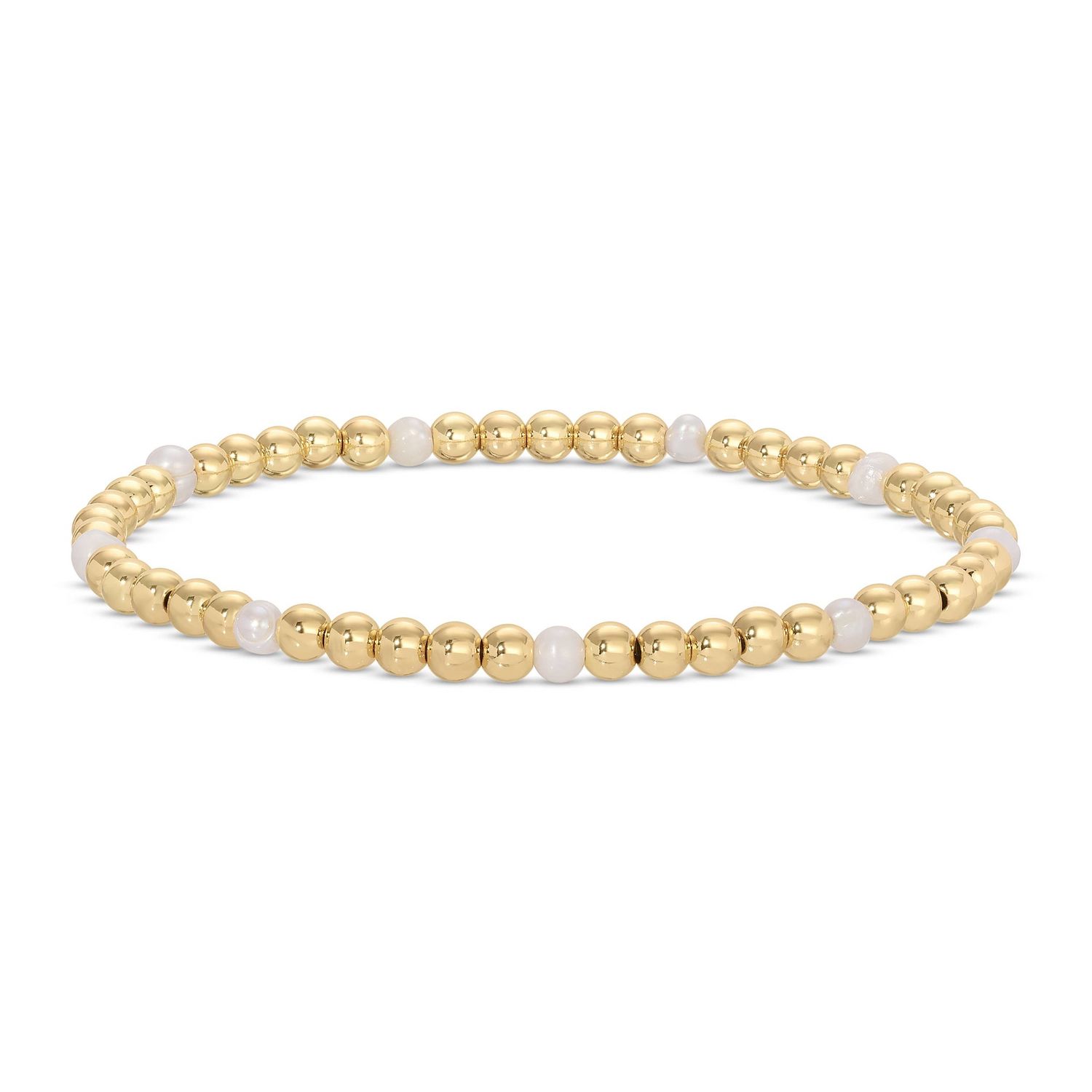 4mm Bead &amp; Pearl Stretch Bracelet