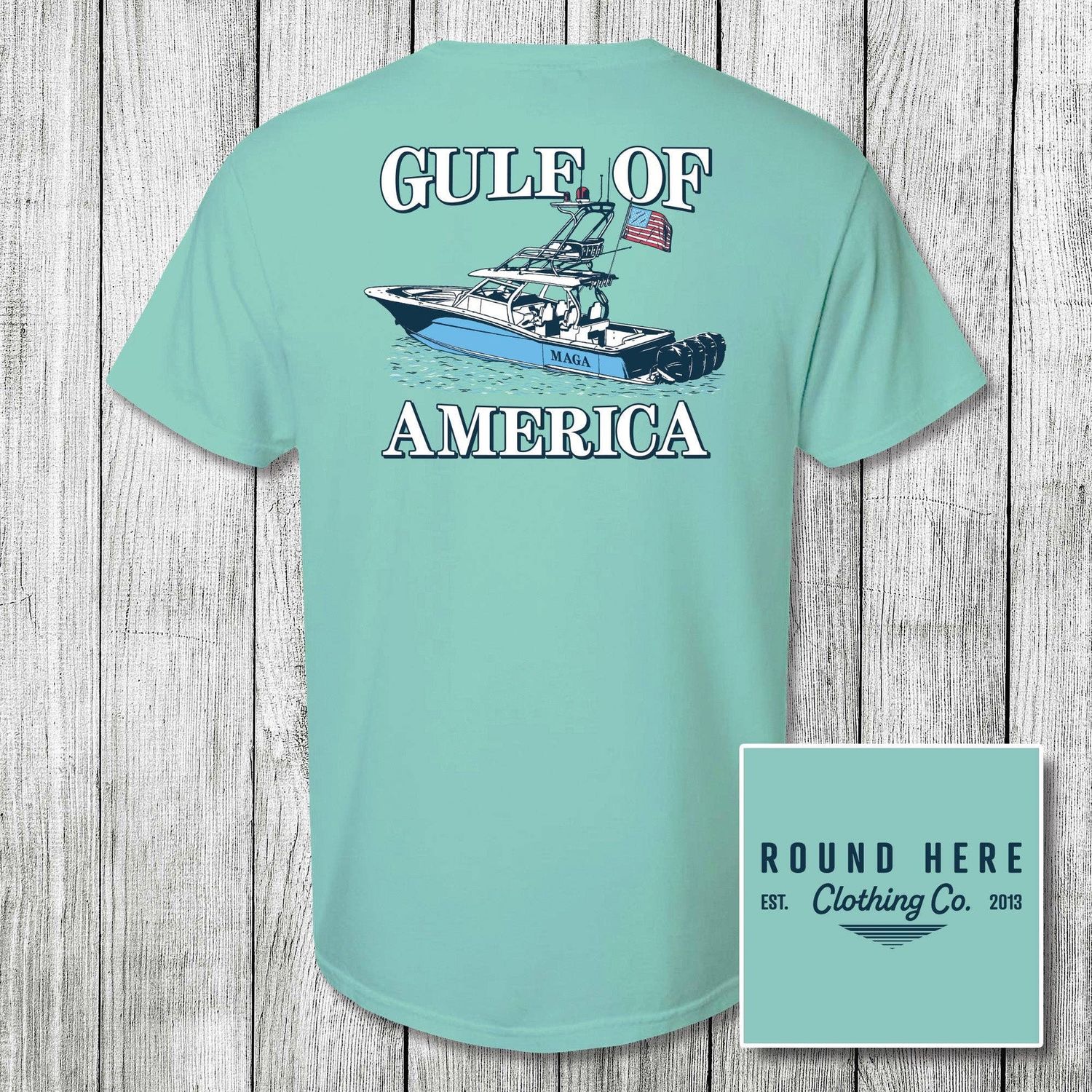 'Round Here Clothing Gulf of America, Color: chalky-mint, Size: M
