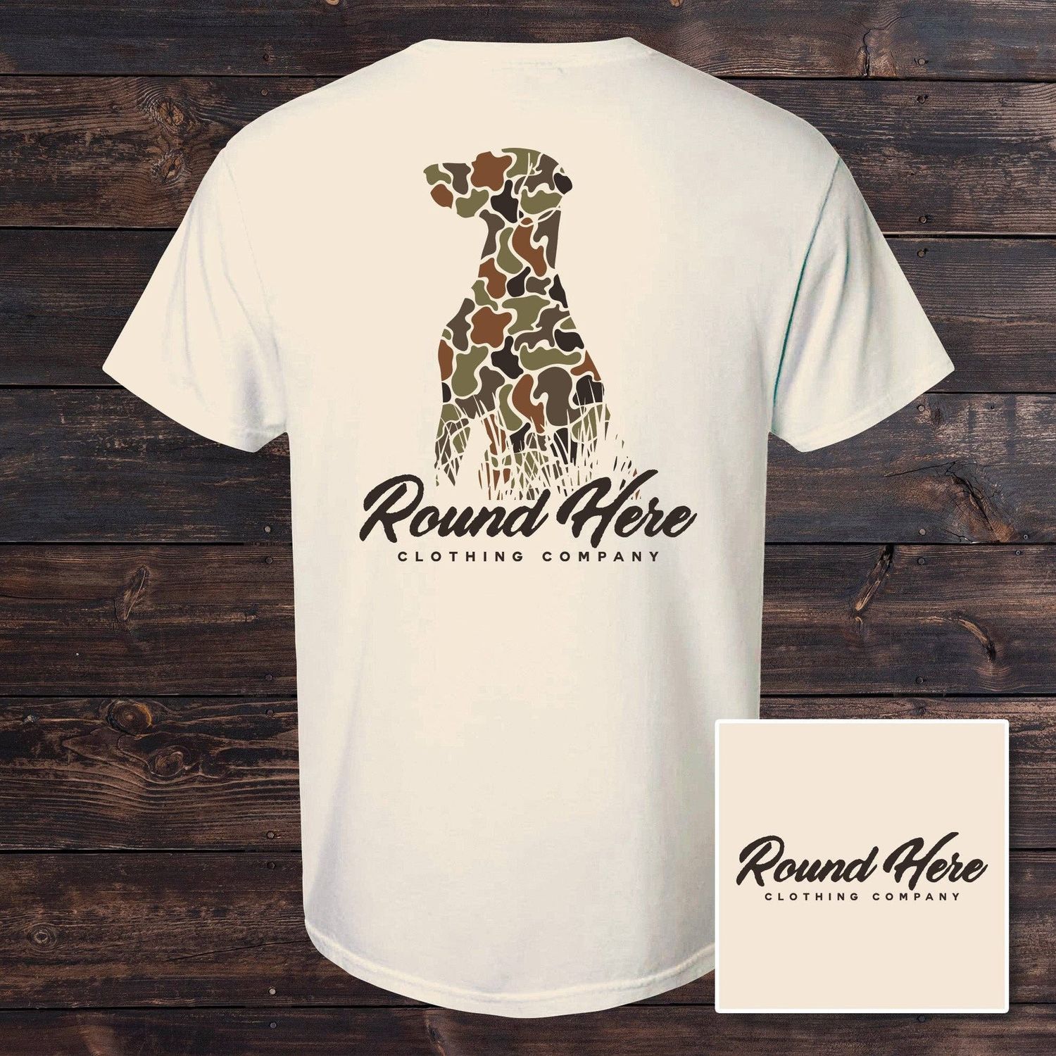 'Round Here Clothing Duck Camo Dog, Color: ivory, Size: M